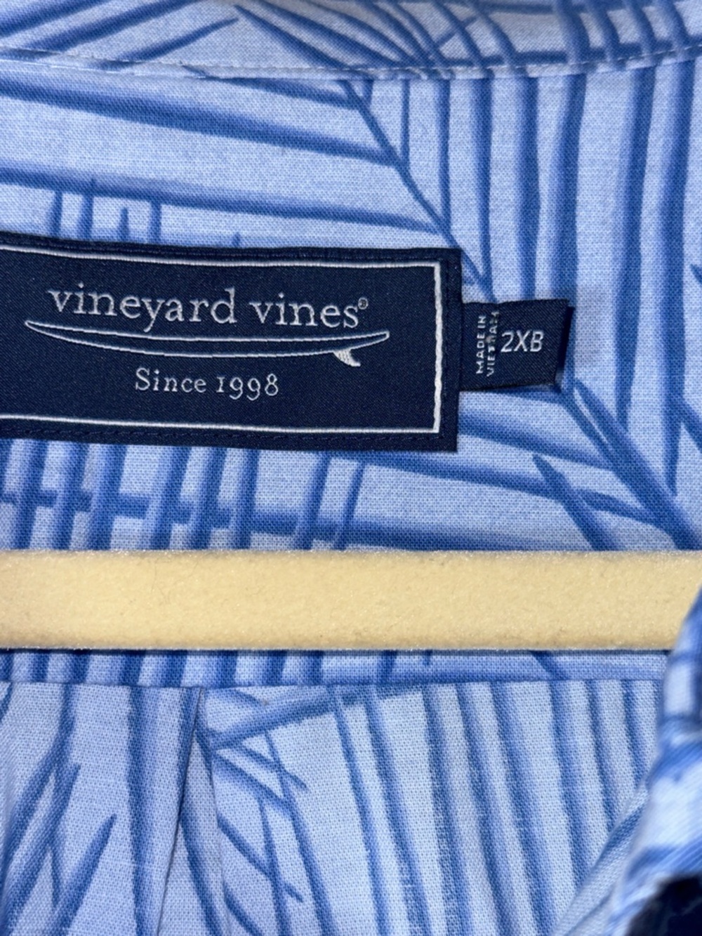 Vinyard vines 2xb blue tropical print short sleeve button up shirt - Picture 4 of 6